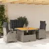 Image de Ensemble à manger jardin vidaXL 4pcs - Gris résine tressée