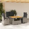 Image de vidaXL Ensemble à manger jardin 4pcs - Gris résine tressée