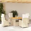Image de vidaXL Ensemble à manger de jardin - 5 pièces - Beige poly rotin