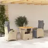 Image de vidaXL Ensemble à manger de jardin et coussins 3 pcs - Beige