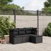 Image de vidaXL Salon de jardin 4pcs - Noir Résine Tressée