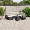 Image de vidaXL Salon de jardin 8 pcs résine tressée noir avec coussins