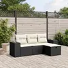 Image de vidaXL Salon de jardin 4 pcs - Noir résine tressée