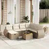 Image de vidaXL Ensemble de jardin 8 pcs avec coussins - Beige Résine Tressée