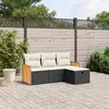 Image de vidaXL Salon de jardin 4 pcs - Coussins résine tressée noir