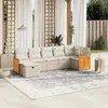 Image de vidaXL Ensemble salon de jardin 7 pcs avec coussins - Résine tressée beige