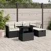 Image de vidaXL Salon de jardin 6 pcs - Noir - Résine tressée