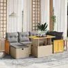 Image de VidaXL Salon de jardin 7 pcs - Résine tressée beige