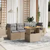 Image de vidaXL Salon de jardin 5 pcs - Coussins résine tressée beige