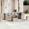 Image de vidaXL Salon de jardin 7 pcs - Beige