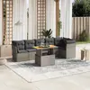 Image de vidaXL Salon de jardin 7 pcs Gris Résine Tressée