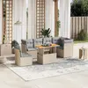 Image de vidaXL Ensemble de jardin avec coussins 7 pcs - Beige résine tressée