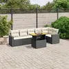 Image de vidaXL Salon de jardin 7 pcs Résine tressée Noir