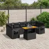 Image de VidaXL Salon de jardin 8 pcs - Coussins noir - Résine tressée