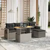Image de vidaXL Salon de jardin 6 pcs résine tressée gris avec coussins