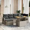 Image de vidaXL Salon de jardin 7 pcs gris résine tressée