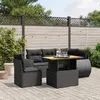 Image de Salon de Jardin VIDAXL Salon 6 pcs avec Coussins - Noir Résine Tressée