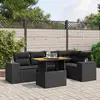 Image de vidaXL Salon de jardin noir 6 pcs résine tressée