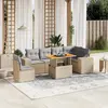 Image de vidaXL Salon de jardin 7 pcs coussins résine tressée beige