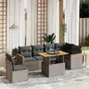 Image de vidaXL Salon de jardin - 7 pcs gris résine tressée