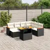 Image de vidaXL Salon de jardin 8 pcs - Coussins noirs résine tressée