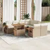 Image de vidaXL Salon de jardin - 9 pcs beige résine tressée