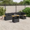 Image de vidaXL Salon de jardin 7 pcs Noir Résine tressée