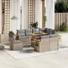 Image de vidaXL Salon de Jardin avec Coussins - 9 pcs - Beige - Résine Tressée