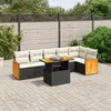 Image de vidaXL Salon de jardin 7 pcs - Noir résine tressée
