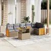Image de vidaXL Salon de jardin 7 pcs résine tressée - Beige