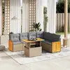 Image de vidaXL Salon de jardin avec coussins 7 pcs - Beige - Résine tressée