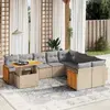 Image de vidaXL Ensemble salon de jardin 10 pcs avec coussins - Résine tressée beige