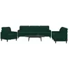 Image de vidaXL Canapés 3 pcs Velours Vert