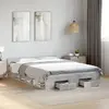 Image de vidaXL Cadre de lit avec tiroirs sans matelas gris béton 150x200 cm
