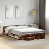 Image de vidaXL Cadre de lit avec tiroirs sans matelas chêne fumé 140x200 cm
