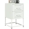 Image de vidaXL Tables de Chevet 2 pcs Blanc Acier