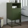 Image de vidaXL Table de chevet vert olive - Acier