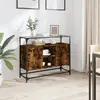 Image de vidaXL Buffet - Dessus en verre chêne fumé