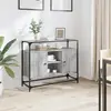 Image de vidaXL Buffet avec dessus en verre sonoma gris