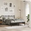 Image de vidaXL Cadre de lit métal sans matelas avec tête de lit noir 135x190cm