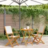 Image de vidaXL Ensemble de bistro 3 pcs - Blanc crème - Tissu et bois massif