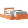Image de vidaXL Lit avec tiroirs/matelas cire marron 90x200 cm bois massif pin