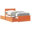 Image de vidaXL Lit avec tiroirs/matelas cire marron 90x190 cm bois massif pin