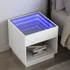 Image de vidaXL Table de chevet LED Blanc