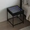 Image de vidaXL Table de chevet LED noir 40x40x51 cm