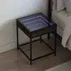 Image de vidaXL Table de chevet avec LED infini - Chêne Marron