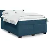 Image de vidaXL Sommier à lattes de lit et matelas Bleu foncé 140x190cm Velours