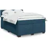 Image de vidaXL Sommier à lattes de lit et matelas Bleu foncé 140x190cm Velours