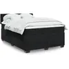 Image de vidaXL Sommier à lattes de lit avec matelas Noir 140x200 cm Velours