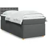 Image de vidaXL Sommier à lattes de lit avec matelas Gris foncé 90x200 cm Tissu
